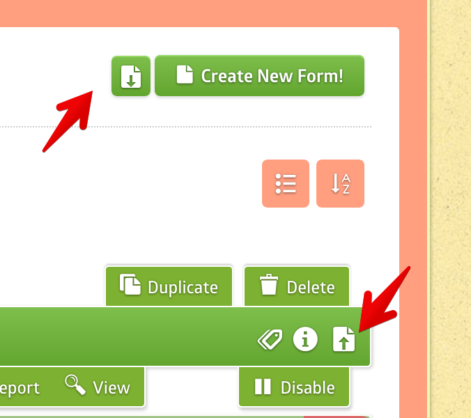 Export/Import Form Template