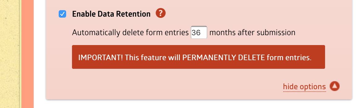 MachForm Data Retention Control